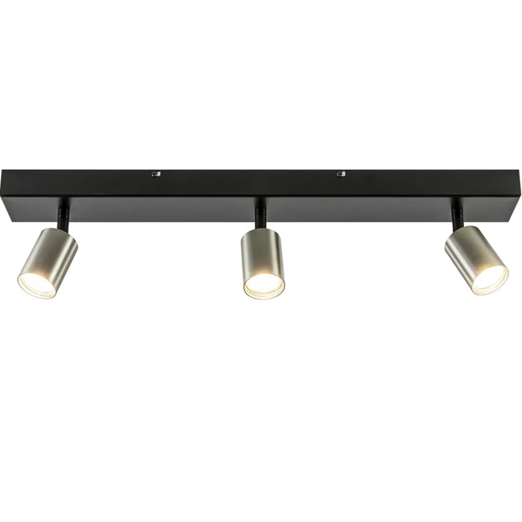 Straluma Plafondspot Bounce 3L 70cm zwart/rvs> Opbouwspots|Keukenverlichting