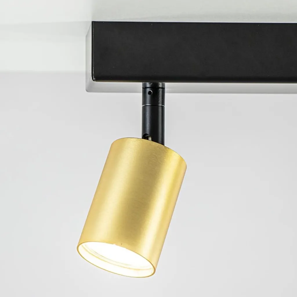 Straluma Plafondspot Bounce 2L 40cm zwart/matgoud> Plafondlampen|Opbouwspots