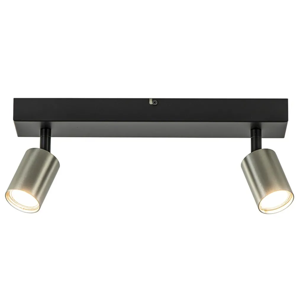 Straluma Plafondspot Bounce 2L zwart/rvs> Plafondlampen|Opbouwspots