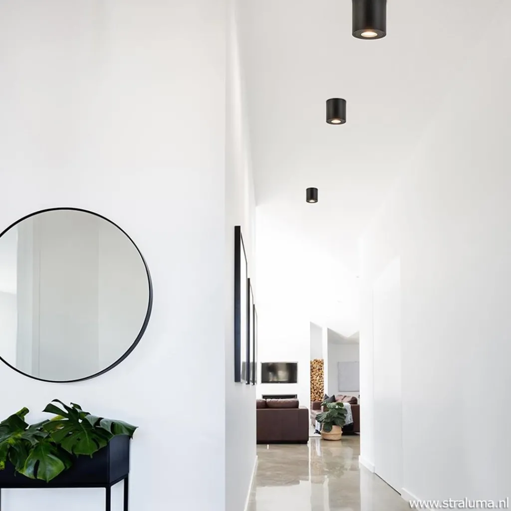 Straluma Plafondspot cilinder zwart gu10 IP44> Opbouwspots|Keukenverlichting