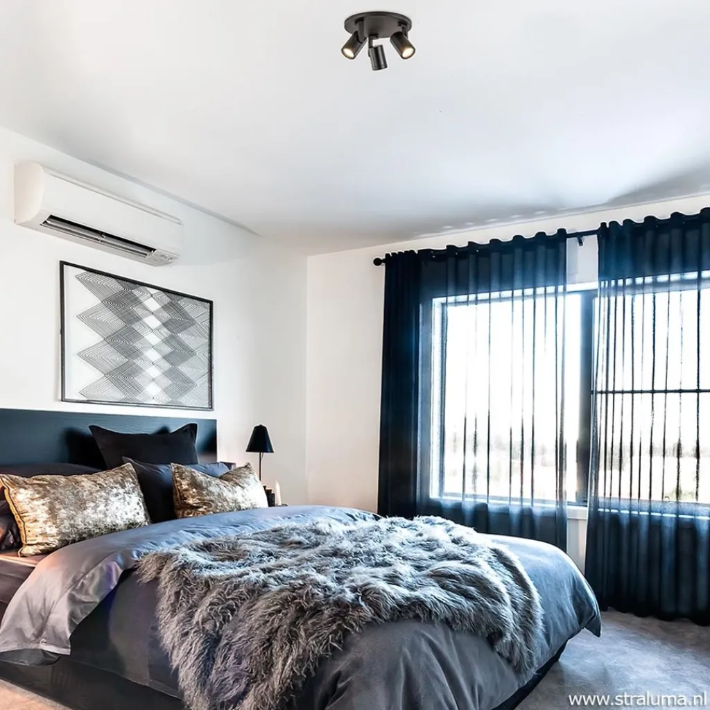 Straluma Plafondspot Halo 3L rond zwart> Opbouwspots|Woonkamerlampen