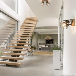 Straluma Plafondspot 2-L korf zwart/hout industr.></noscript> Kooilampen|Woonkamerlampen