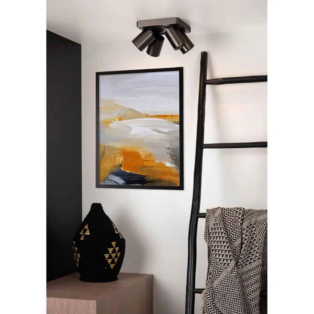 Straluma Plafondspot 4L vierkant gunmetal incl. gu10> Plafondlampen|Opbouwspots