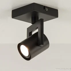 Straluma Plafondspot 1L zwart incl.gu10> Plafondlampen|Opbouwspots