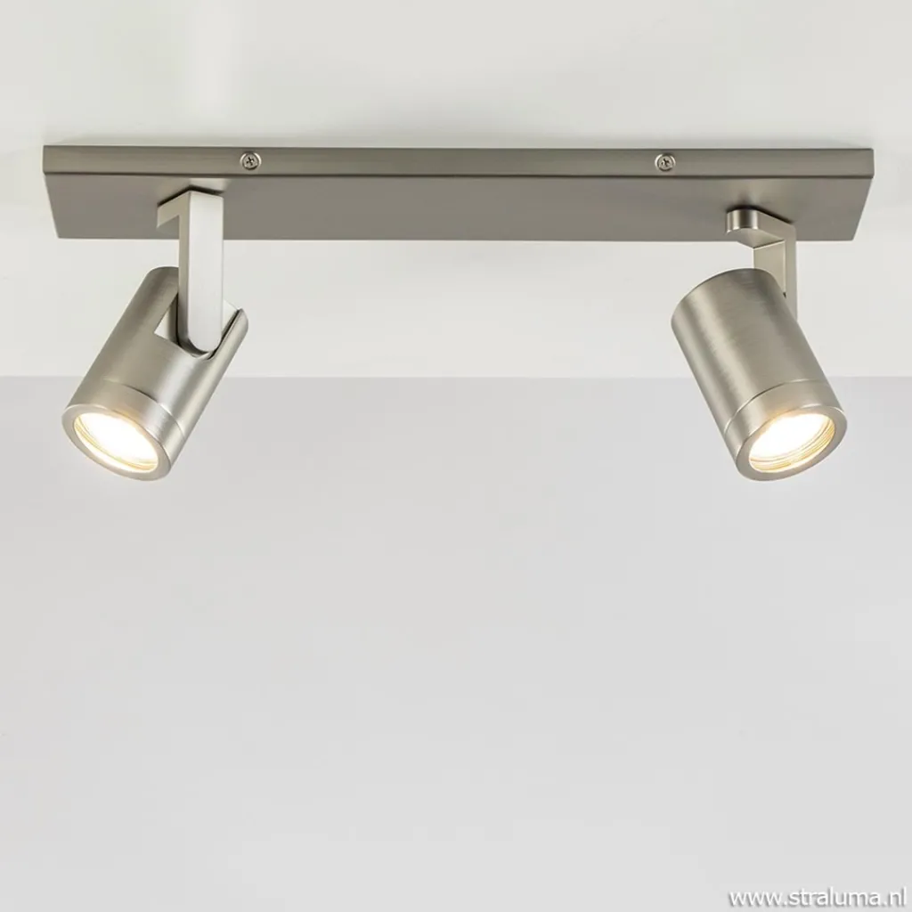 Straluma Plafondspot 2-licht op balk nikkel gu10> Opbouwspots|Keukenverlichting