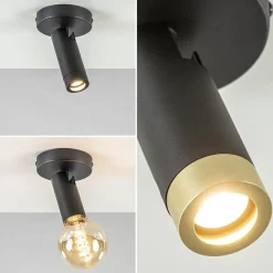 Straluma Plafondspot 1-lichts mat zwart/goud><noscript><img width=