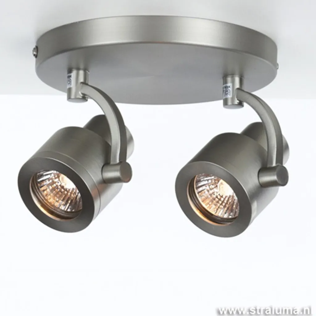 Straluma Plafondspot 2-lichts rond nikkel gu10> Opbouwspots|Woonkamerlampen
