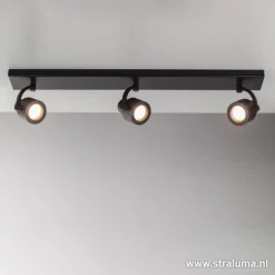 Straluma Plafondspot mat zwart balk 3-lichts gu10> Plafondlampen|Opbouwspots