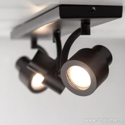 Straluma Plafondspot mat zwart balk 3-lichts gu10></noscript> Plafondlampen|Opbouwspots
