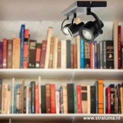 Straluma Plafondspot mat zwart balk 3-lichts gu10></noscript> Plafondlampen|Opbouwspots