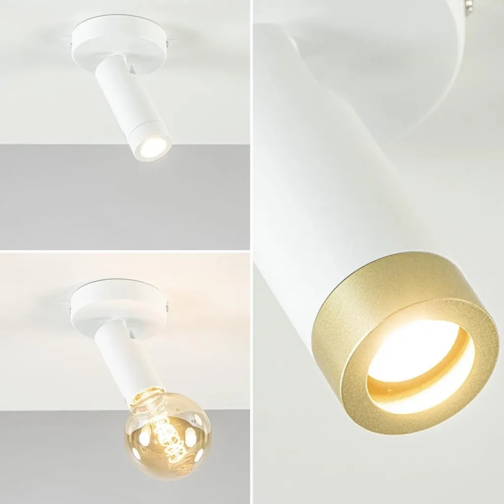 Straluma Plafondspot Miller enkel wit/goud pucc> Opbouwspots|Keukenverlichting