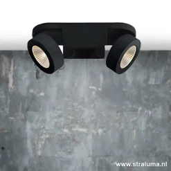 Straluma Plafondspot Montreal 2L balk zwart 3000></noscript> Plafondlampen|Opbouwspots