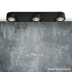 Straluma Plafondspot Montreal 3L balk zwart 3000k></noscript> Plafondlampen|Opbouwspots