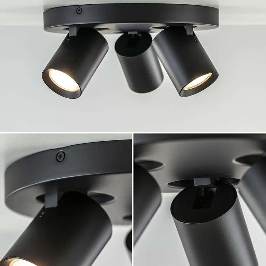 Straluma Plafondspot Oliver 3L rond zwart gu10> Opbouwspots|Woonkamerlampen