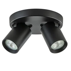 Straluma Plafondspot Oliver 2L rond zwart gu10> Opbouwspots|Woonkamerlampen