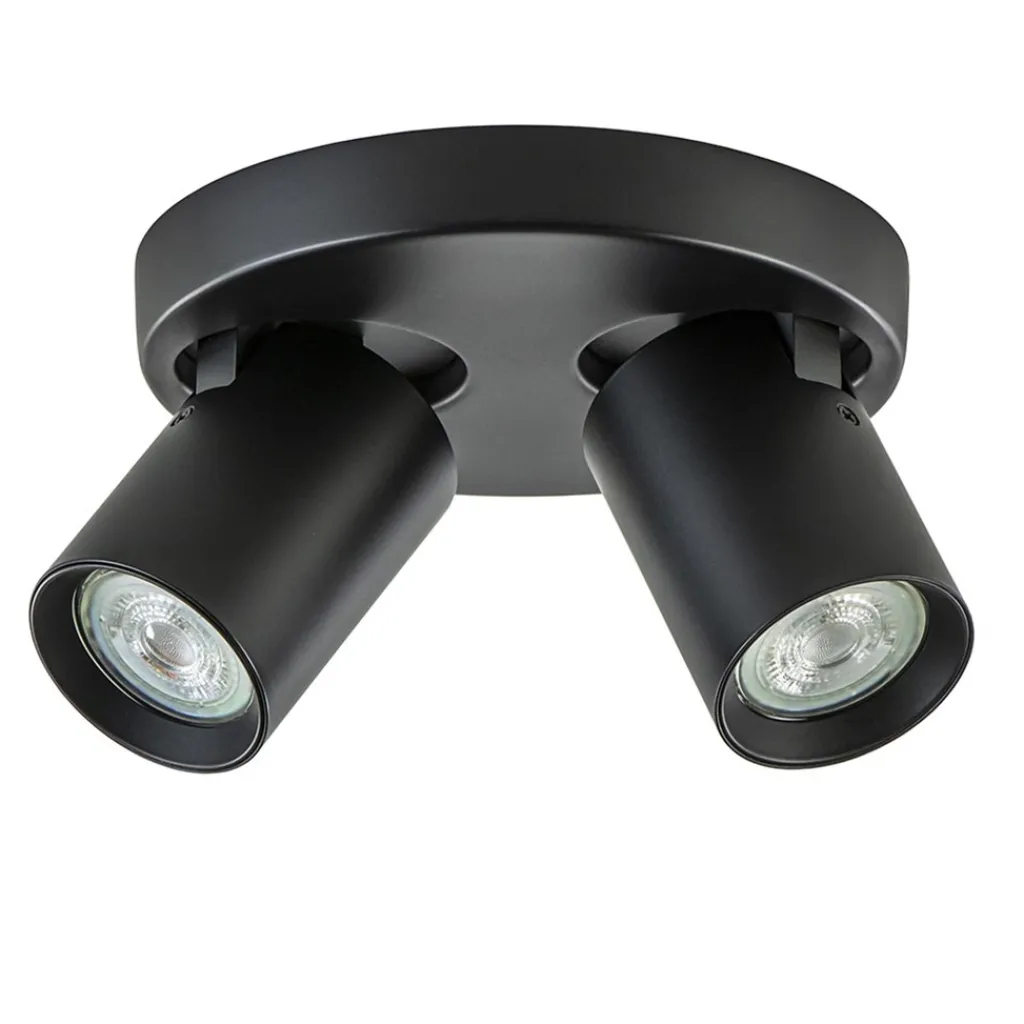 Straluma Plafondspot Oliver 2L rond zwart gu10> Opbouwspots|Woonkamerlampen