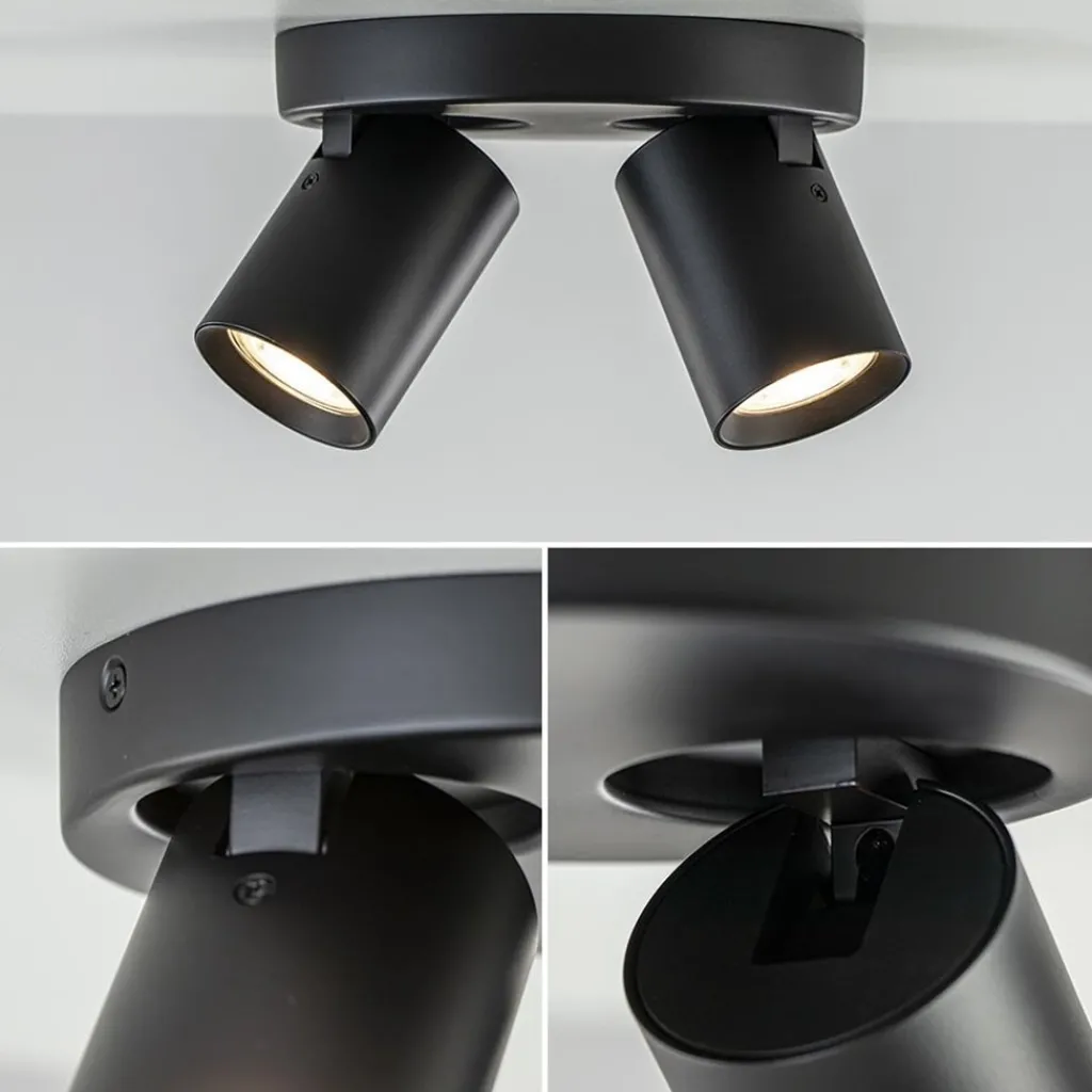 Straluma Plafondspot Oliver 2L rond zwart gu10> Opbouwspots|Woonkamerlampen