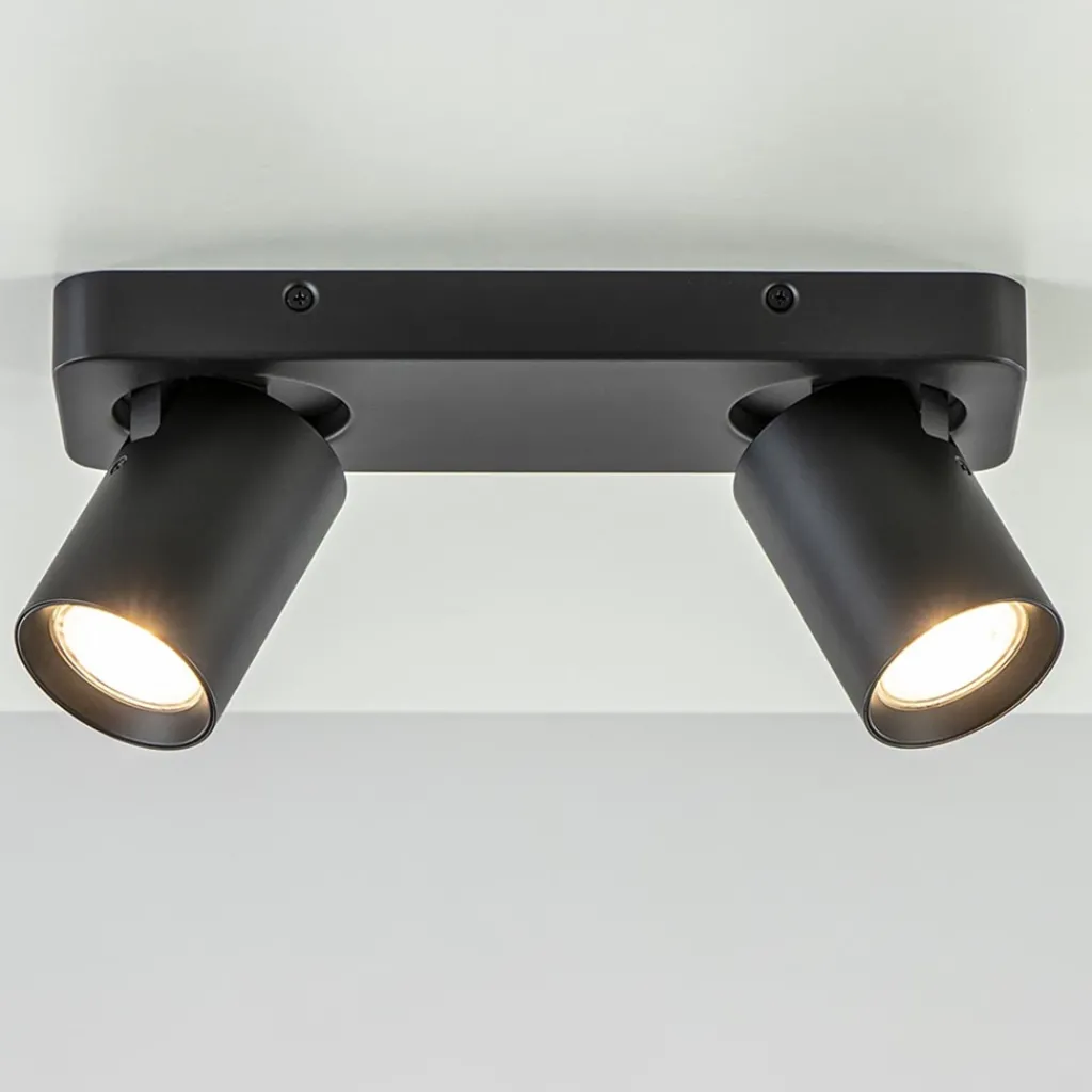 Straluma Plafondspot Oliver 2L zwart balk+tubes> Opbouwspots|Keukenverlichting