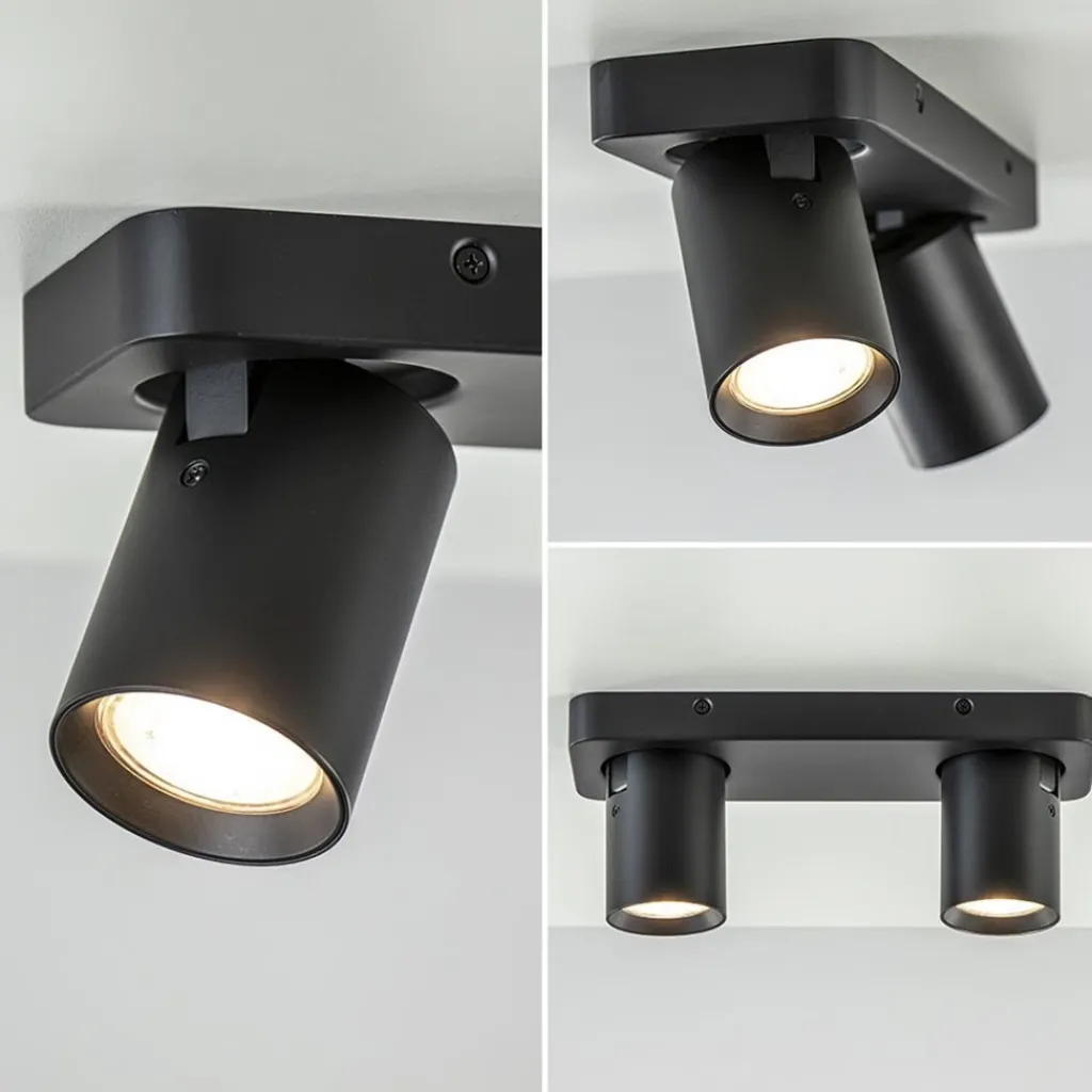 Straluma Plafondspot Oliver 2L zwart balk+tubes> Opbouwspots|Keukenverlichting