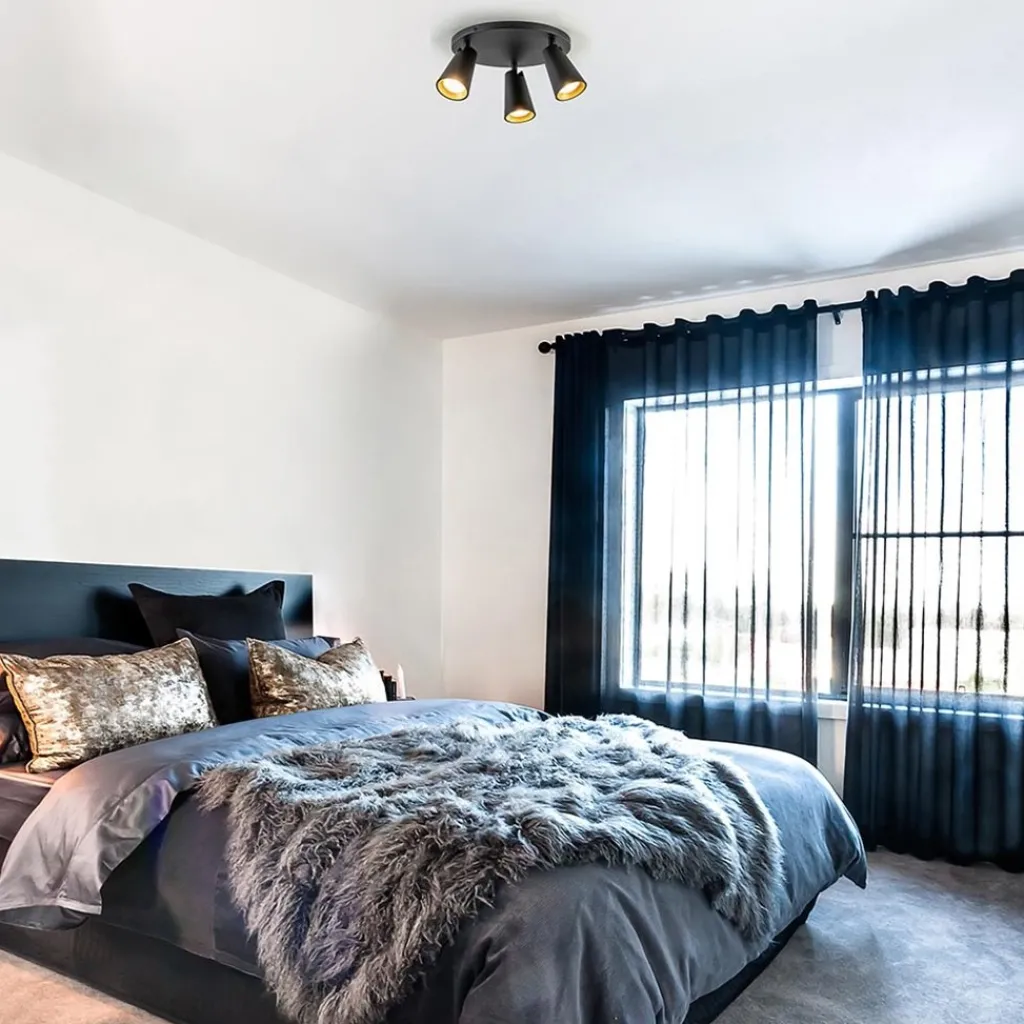 Straluma Plafondspot Petunia 3L rond zwart/goud> Opbouwspots|Woonkamerlampen