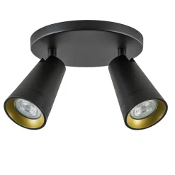 Straluma Plafondspot Petunia 2L rond zwart/goud> Opbouwspots|Halverlichting