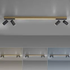 Straluma Plafondspot Pure Lines antraciet/hout cct></noscript> Plafondlampen|Opbouwspots