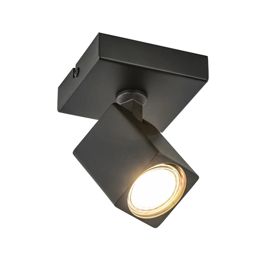 Straluma Plafondspot Quadro 1L zwart gu10> Opbouwspots|Woonkamerlampen