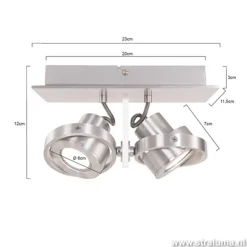 Straluma Plafondspot Quatro 2L alu led incl.gu10></noscript> Plafondlampen|Wandlampen