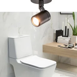 Straluma Plafondspot Rain 1L rond zwart gu10 IP44></noscript> Wandlampen|Opbouwspots