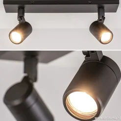 Straluma Plafondspot Rain 2L zwart balk IP44> Opbouwspots|Slaapkamerlampen