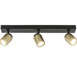 Straluma Plafondspot Razza 3l balk zwart/goud gu10> Plafondlampen|Opbouwspots