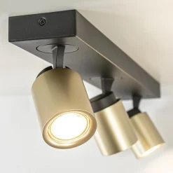 Straluma Plafondspot Razza 3l balk zwart/goud gu10><noscript><img width=