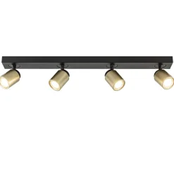 Straluma Plafondspot Razza 4L balk zwart/matgoud> Opbouwspots|Woonkamerlampen