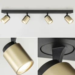 Straluma Plafondspot Razza 4L balk zwart/matgoud></noscript> Opbouwspots|Woonkamerlampen