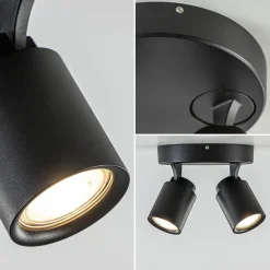 Straluma Plafondspot Razza 2L rond zwart gu10></noscript> Opbouwspots|Slaapkamerlampen