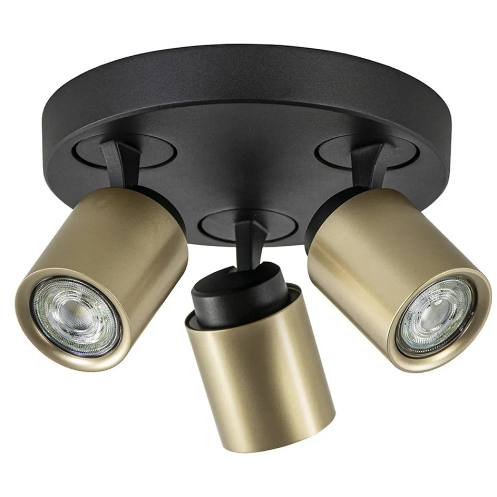 Straluma Plafondspot Razza 3l rond zwart/goud gu10> Plafondlampen|Opbouwspots