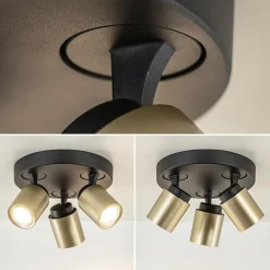 Straluma Plafondspot Razza 3l rond zwart/goud gu10><noscript><img width=