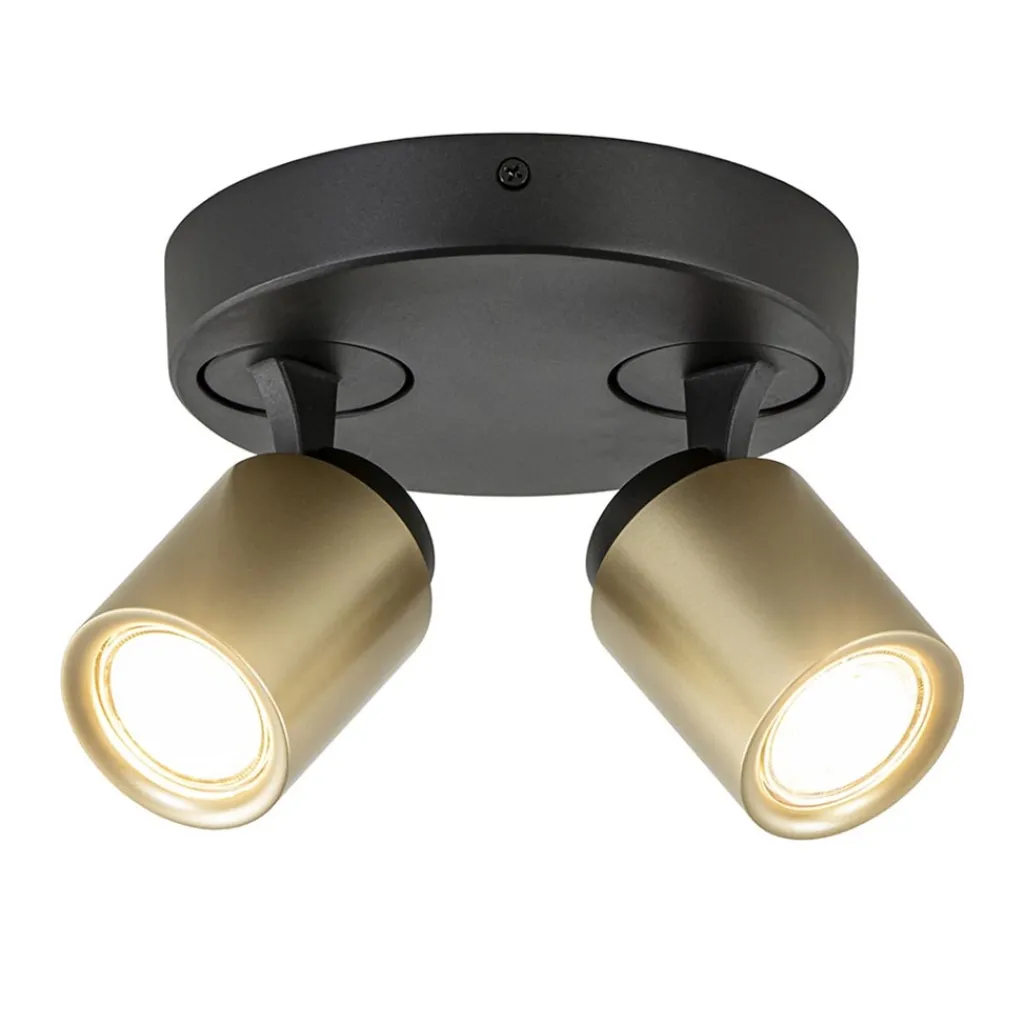 Straluma Plafondspot Razza 2L rond zwart/goud> Opbouwspots|Woonkamerlampen