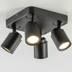 Straluma Plafondspot Razza 4L vierkant zwart gu10> Opbouwspots|Keukenverlichting