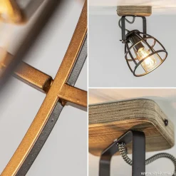 Straluma Plafond/wandlamp Matrix zwarte korf met hout></noscript> Wandlampen|Kooilampen