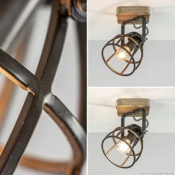 Straluma Plafond/wandlamp Matrix zwarte korf met hout></noscript> Wandlampen|Kooilampen