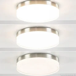 Straluma **Plafonniere nikkel opaal IP44 3-step d></noscript> Plafondlampen|Plafonnières