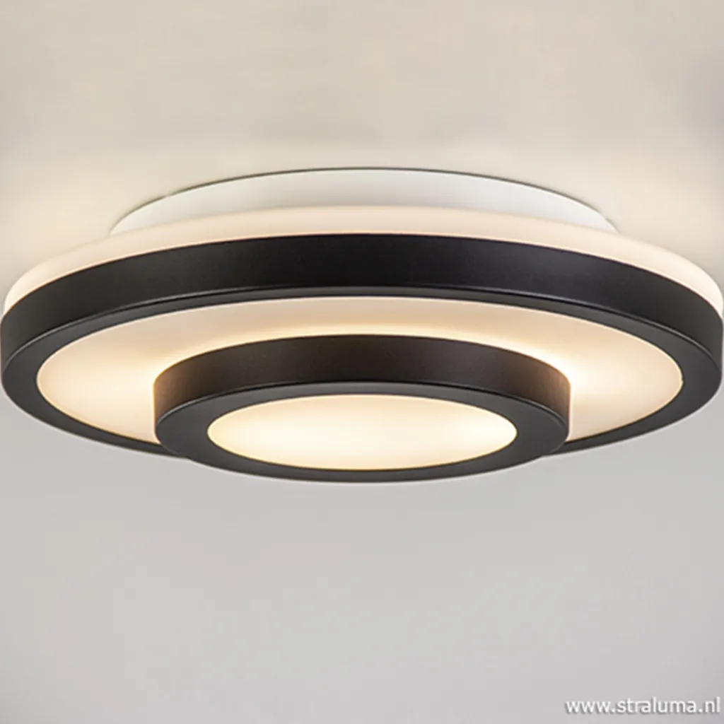 Straluma Plafonnière Master 435 zwart/glas IP44> Plafonnières|Slaapkamerlampen