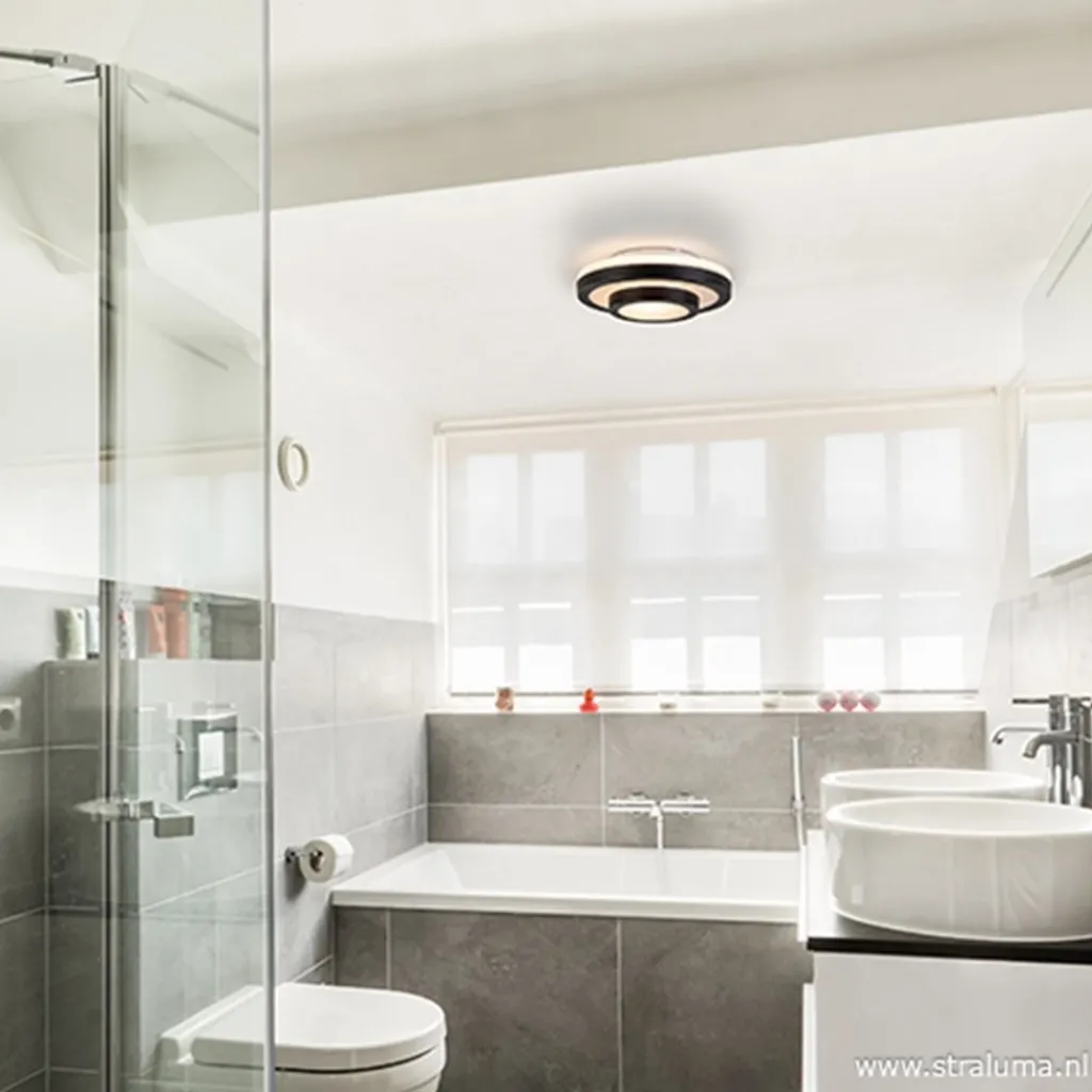 Straluma Plafonnière Master zwart+opaal glas IP44> Plafonnières|Keukenverlichting