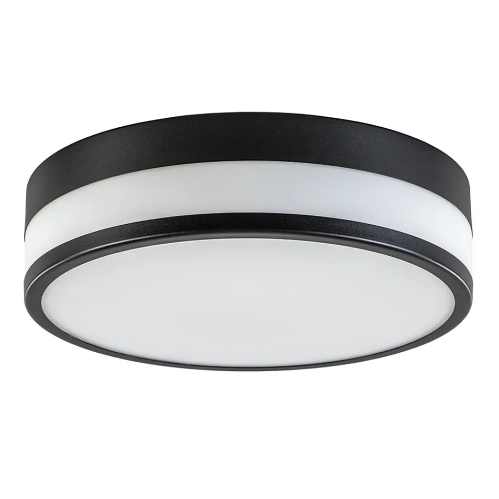 Straluma Plafonnière zwart/opaal glas 3-step dim IP44> Plafondlampen|Plafonnières