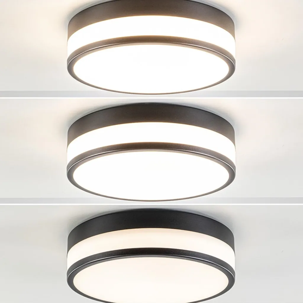 Straluma Plafonnière zwart/opaal glas 3-step dim IP44> Plafondlampen|Plafonnières