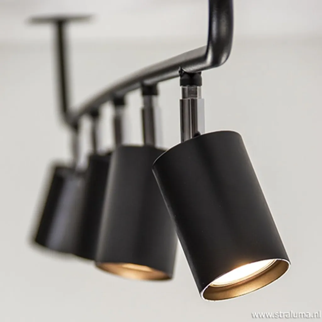 Straluma Rail zwart 5-lichts 160cm gu10> Opbouwspots|Industriële Verlichting