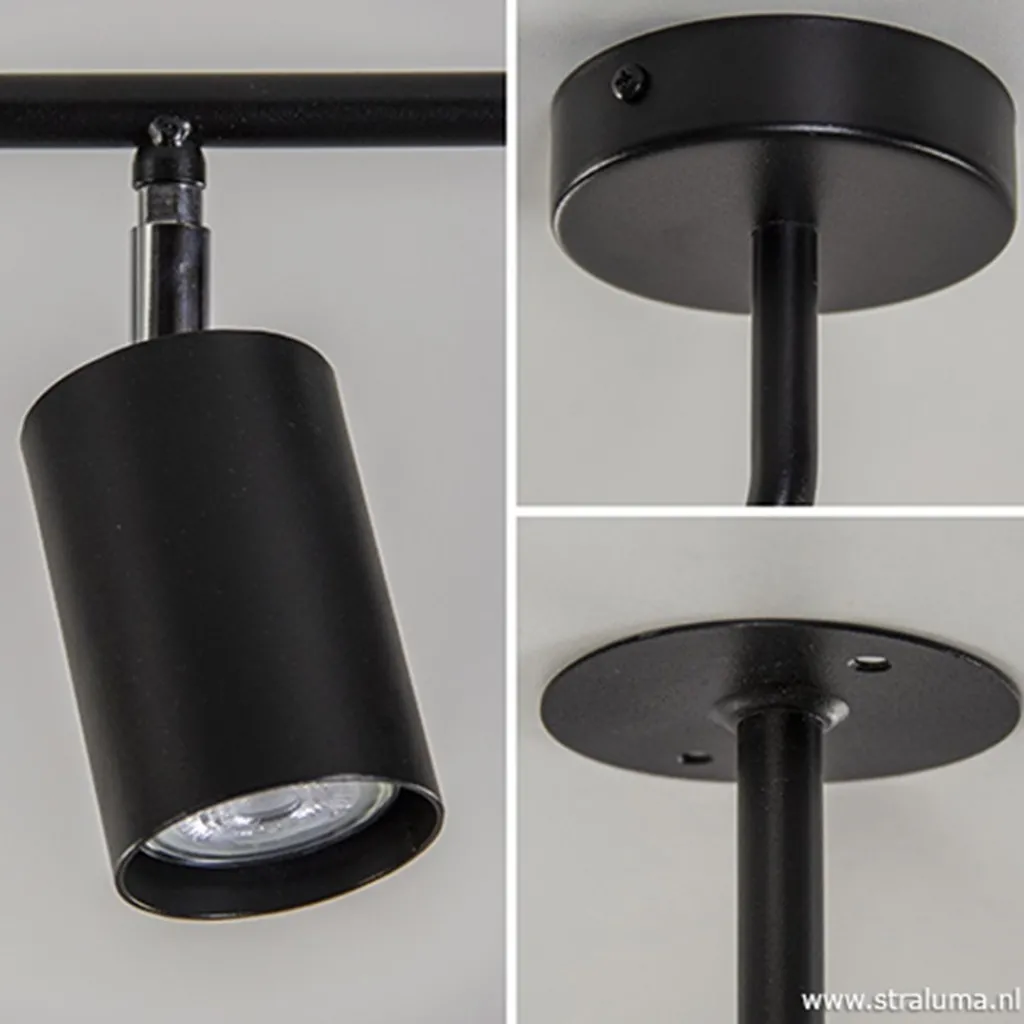 Straluma Rail zwart 5-lichts 160cm gu10> Opbouwspots|Industriële Verlichting
