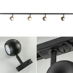 Straluma Railsysteem 1-fase zwart inclusief 4 ronde spots><noscript><img width=