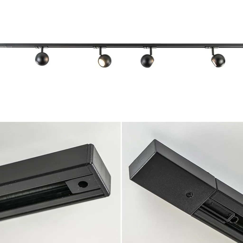 Straluma Railsysteem 1-fase zwart inclusief 4 ronde spots> Opbouwspots|Keukenverlichting